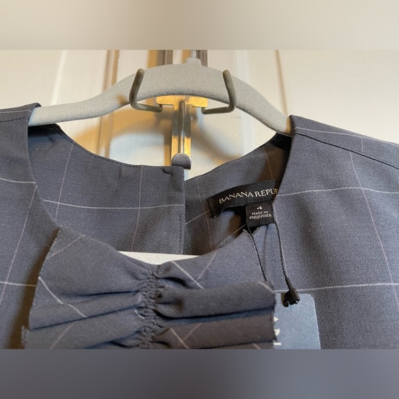 Banana Republic NWT Charcoal Checkered Blouse - Picture 7 of 14